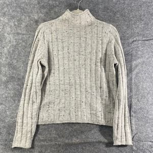 Madewell Sweater Small Gray Knit Mock Neck Long Sleeve Donegal Evercrest